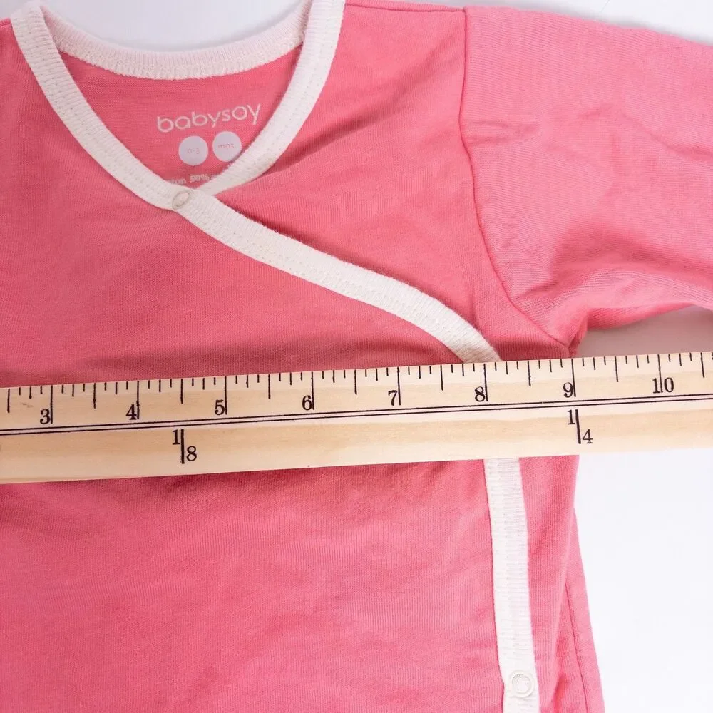 Babysoy Cotton Long Sleeve‎ Newborn Gown Pink Baby 0-3 months